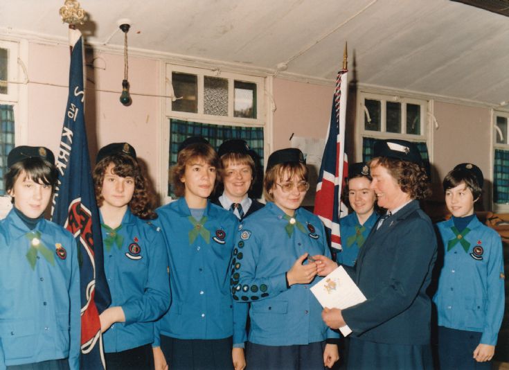 Kirkwall Girl Guides colour party early 1980s