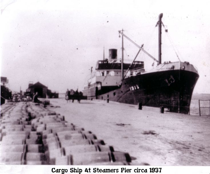 Cargo ship at steamer's pier