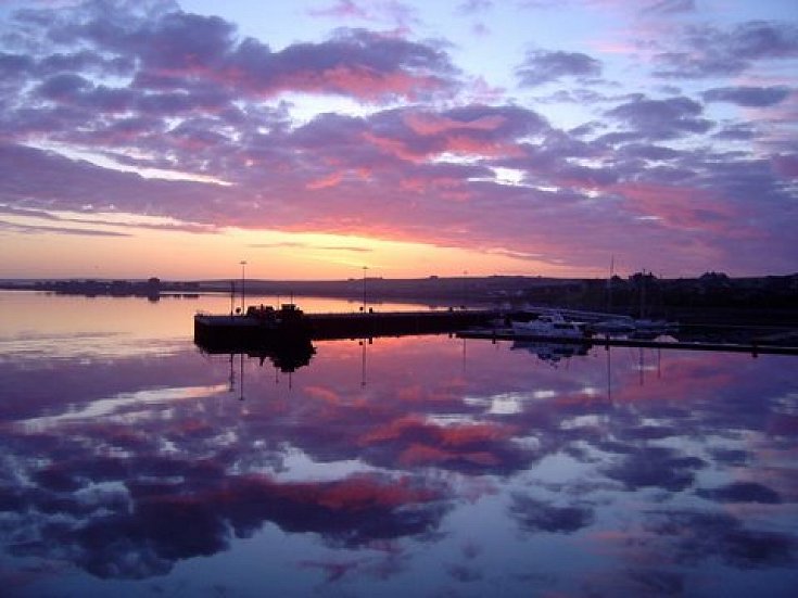 Sunrise over Kirkwall marina