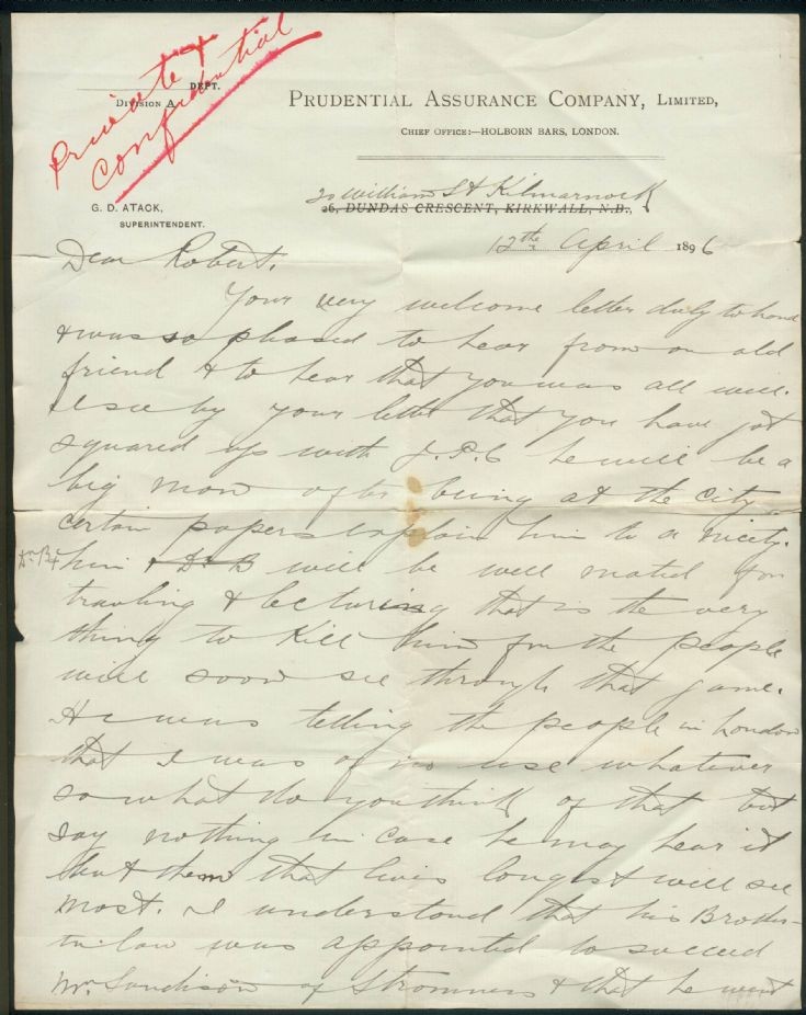 Old letter from Town Hall 1