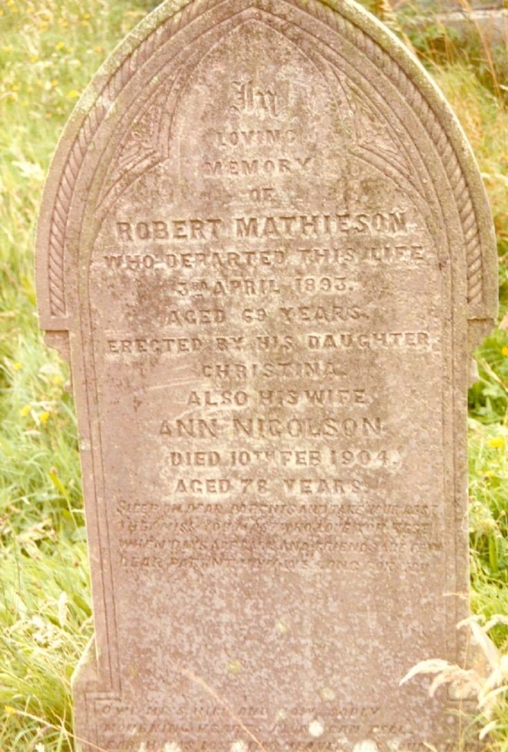 Robert and Ann Mathieson's gravestone