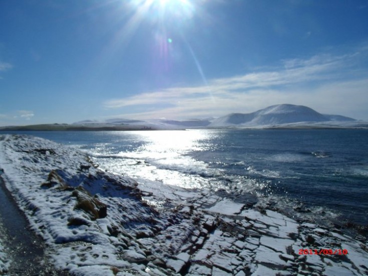 Snowy Hoy from the shore