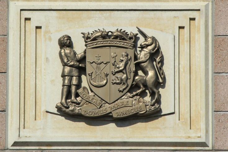 OIC arms on Orkney Library
