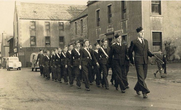 Boys Brigade marching onto Broad Street