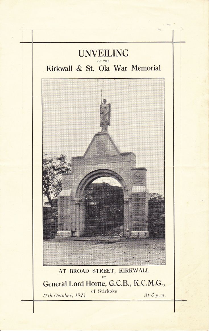 Kirkwall War Memorial unveiling page 1