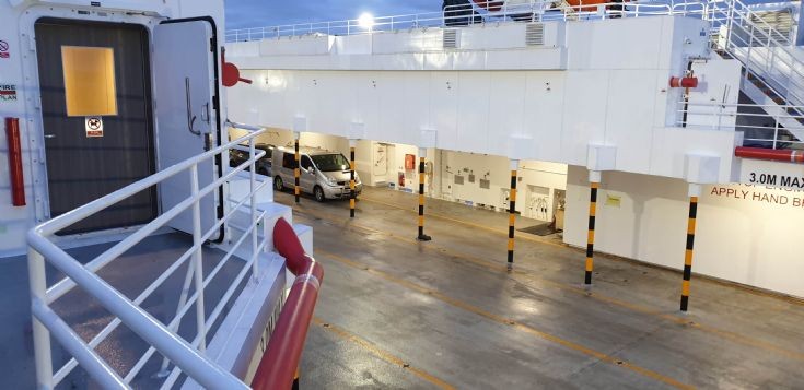 Car deck on the new MV Alfred