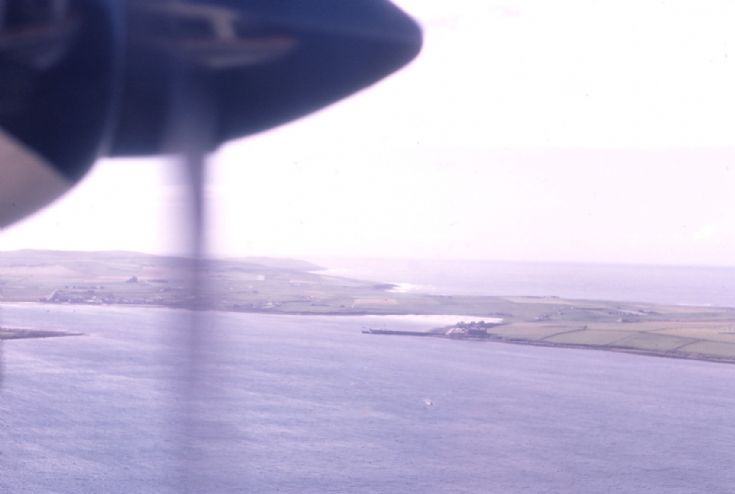 Gill Pier, Westray, from a Loganair Islander, 1970