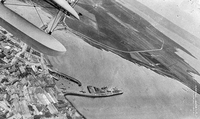 Kirkwall harbour from the air, 1931
