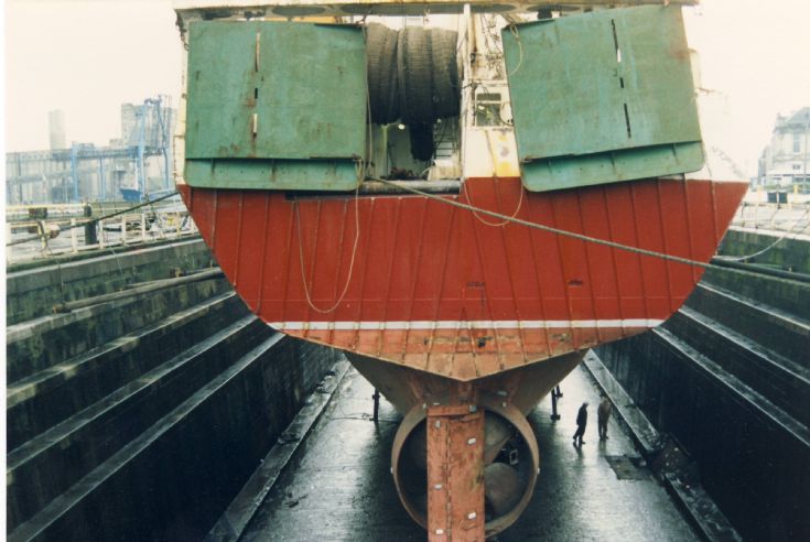 Orcades Viking in dry dock.