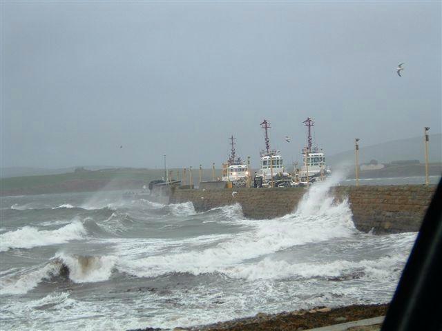 Scapa Pier in a gale