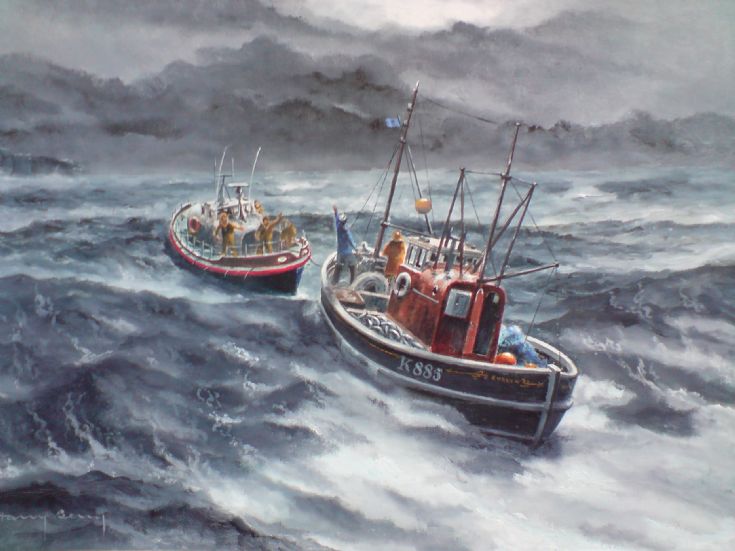 Lifeboat rescue painting