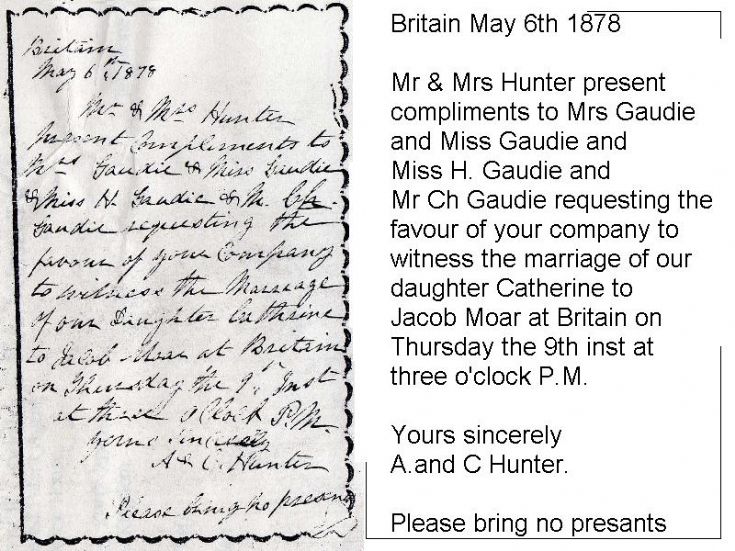 Wedding invitation 1878