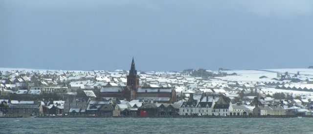 March snow- Kirkwall from the sea