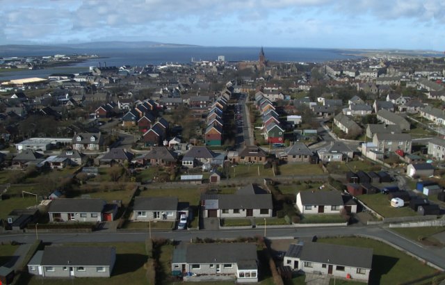 Looking north over Kirkwall, from a kite
