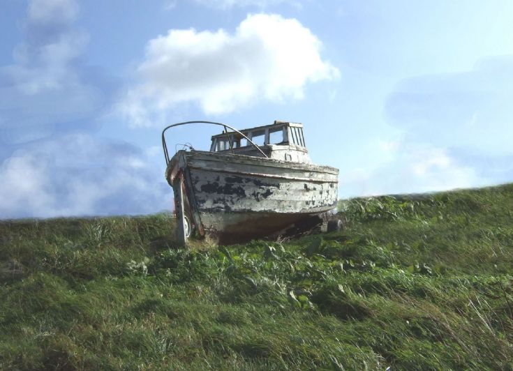 Boat in field