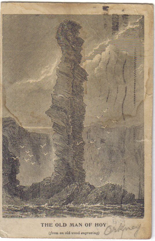 Old Man of Hoy from and old wood engraving