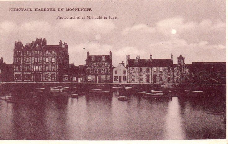 Postcard - Kirkwall Harbour by Moonlight