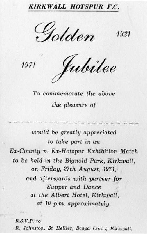 Hotspur Golden Jubilee Invitation