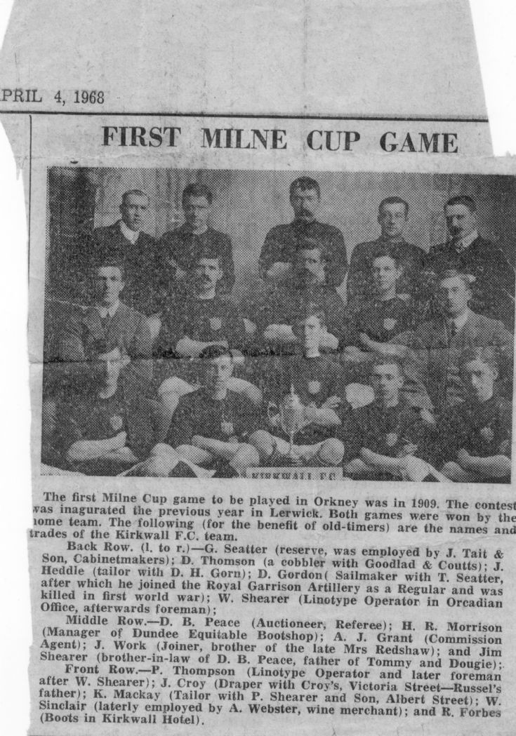 First Milne Cup game