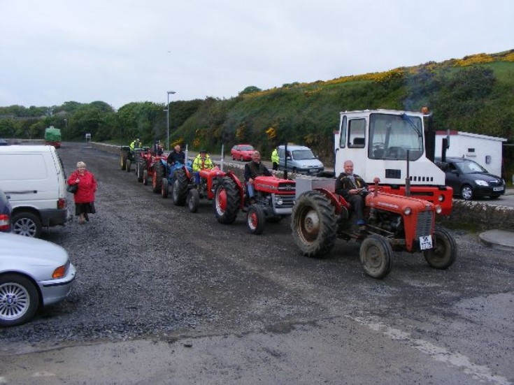 Line of old tractors