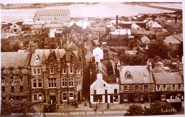An old postcard of Kirkwall from the Cathedral
