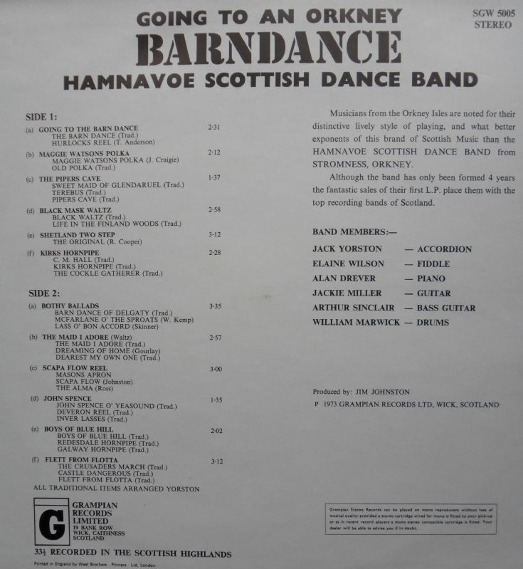 The back of the Barndance LP