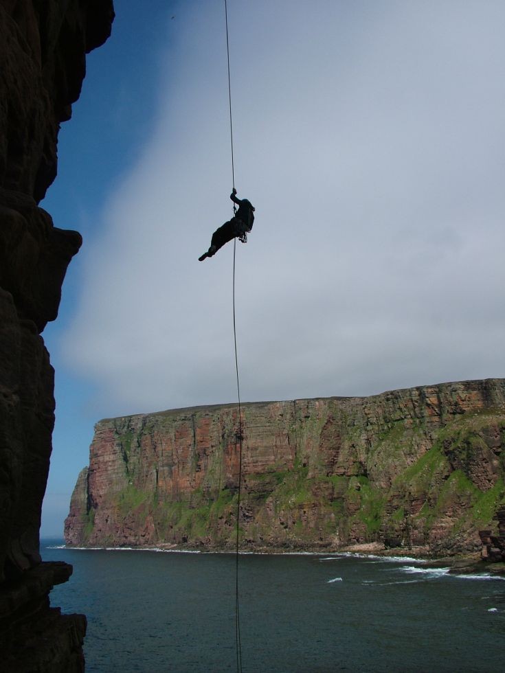 Abseiling from Old Man of Hoy