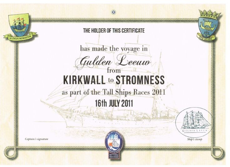 Sailing certificate