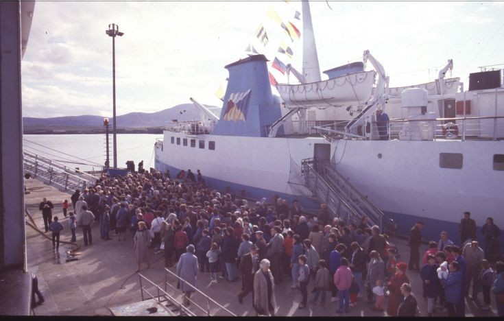Crowds waiting to board St Sunniva