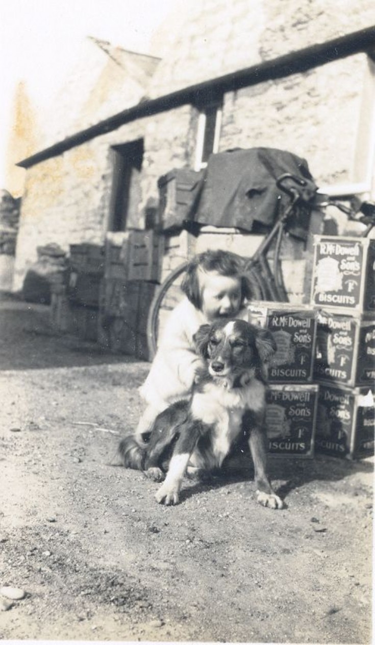 Sheila Braggins (nee Stuart) with dog Lassie