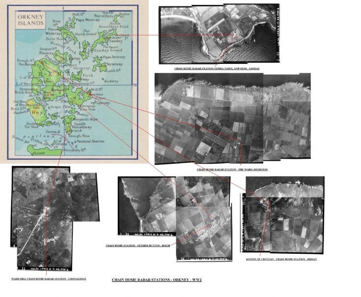Map and RAF images of radar stations