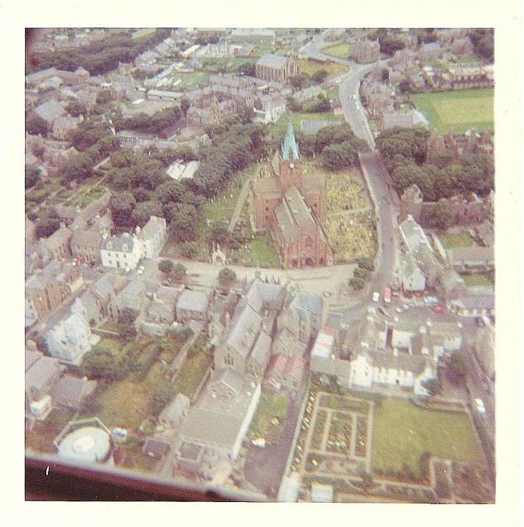 Aerial view of downtown Kirkwall