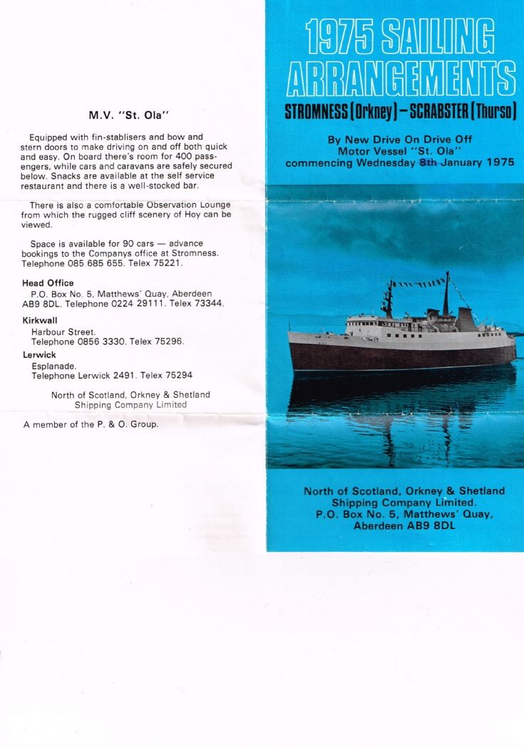 St Ola timetable, 1975