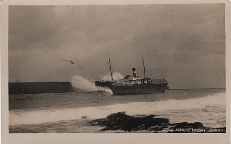 The SS Borg ashore in Birsay Bay