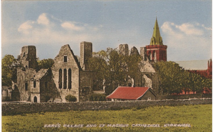 Earl's Palace and St Magnus Cathedral, colourised