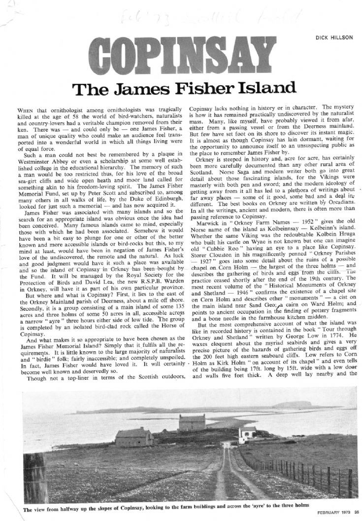Copinsay- the James Fisher Island 1/3 