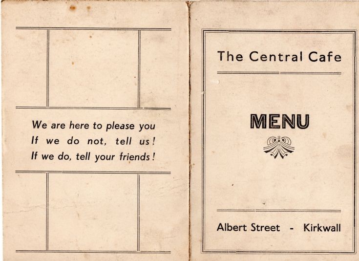 Central Cafe menu