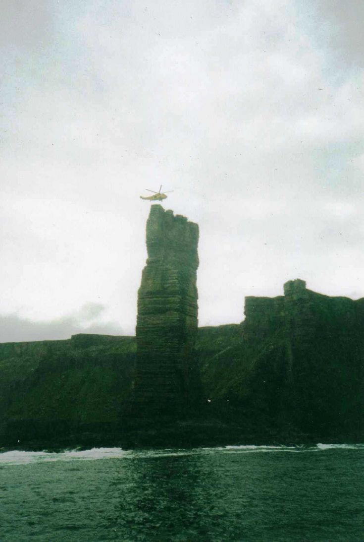 Helicopter at Old man of Hoy