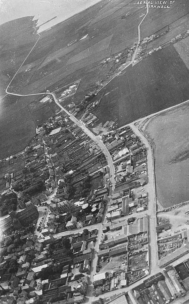 Aerial view of Kirkwall looking to Scapa, 1931