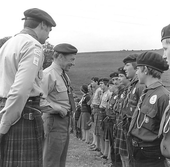 Chief Scout visits a camp at Binscarth, Firth, 