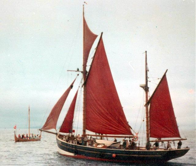 Longship and unidentified sailing vessel
